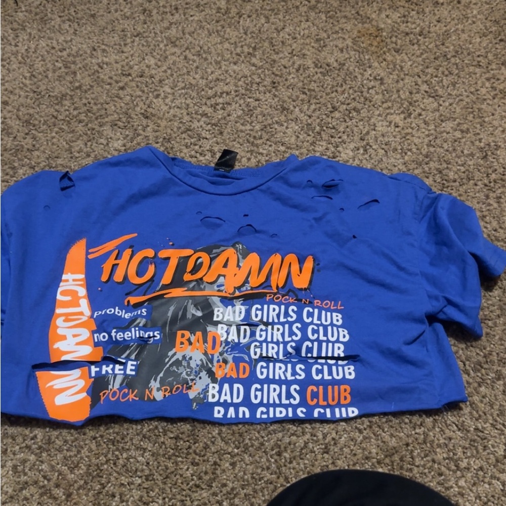 SHEIN Blue and Orange Graphic Tee